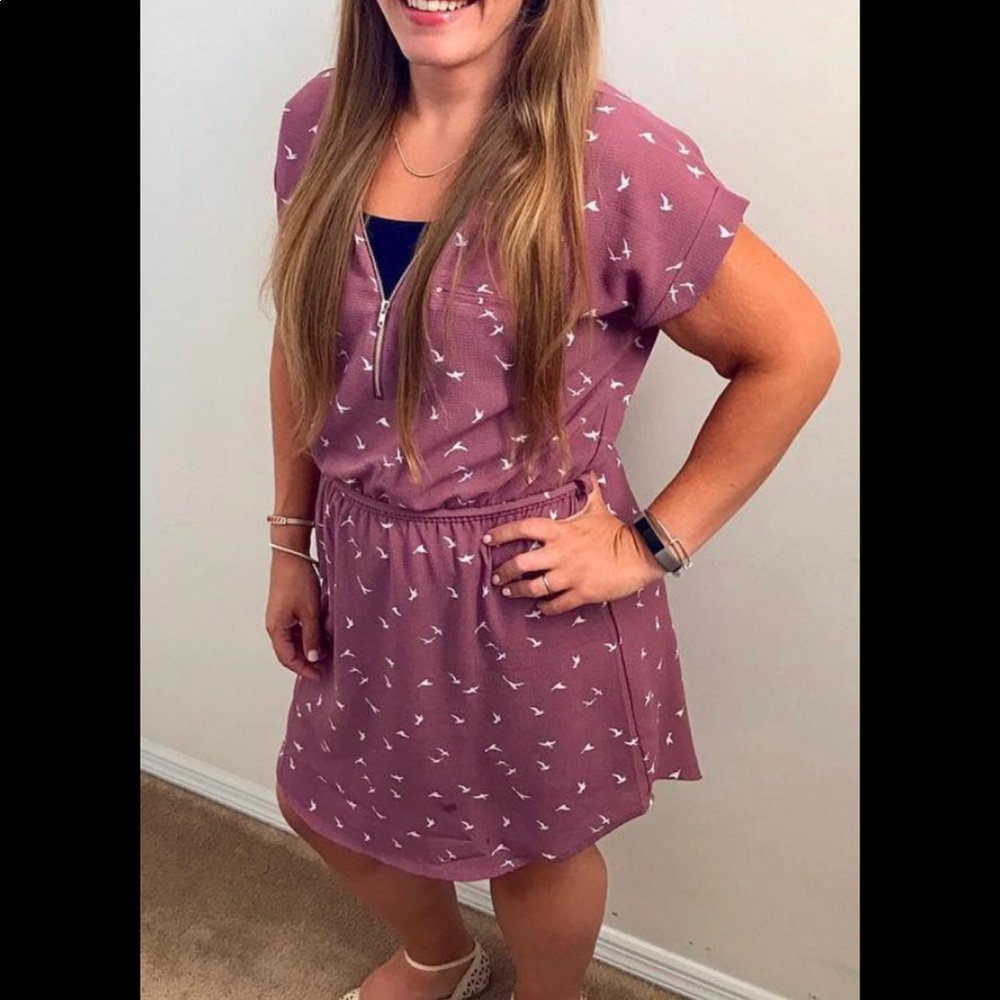 Iris Purple Dress with Bird Print
